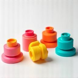 Silicone collar mounts in assorted colours displayed neatly