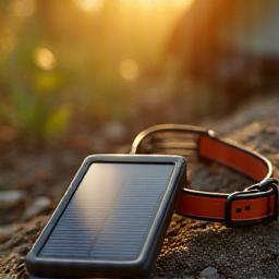 Compact solar power bank charging an Outback Track device outdoors